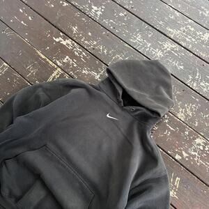 (L) Vintage 90s Y2K Center Swoosh Hoodie Faded Black Gray